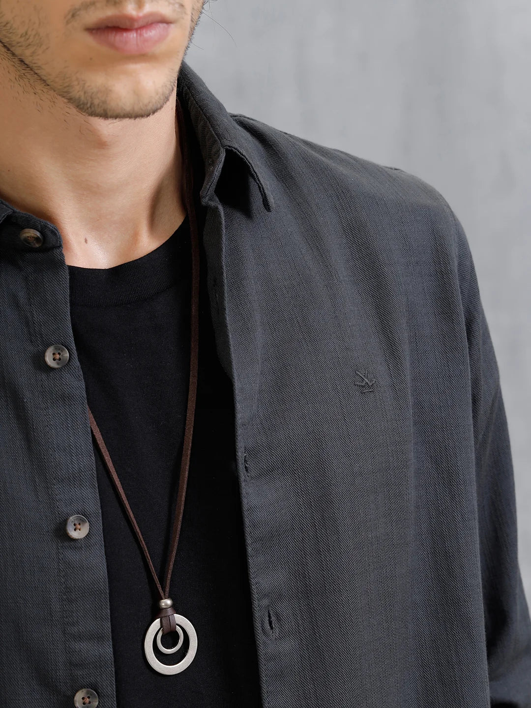 Cotton Slub Overdyed Shirt | Black - Image 5