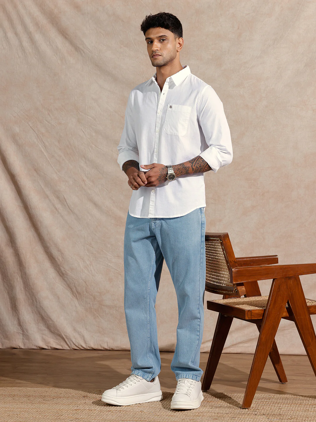 Cotton Slub Solid Shirt | White - Image 2