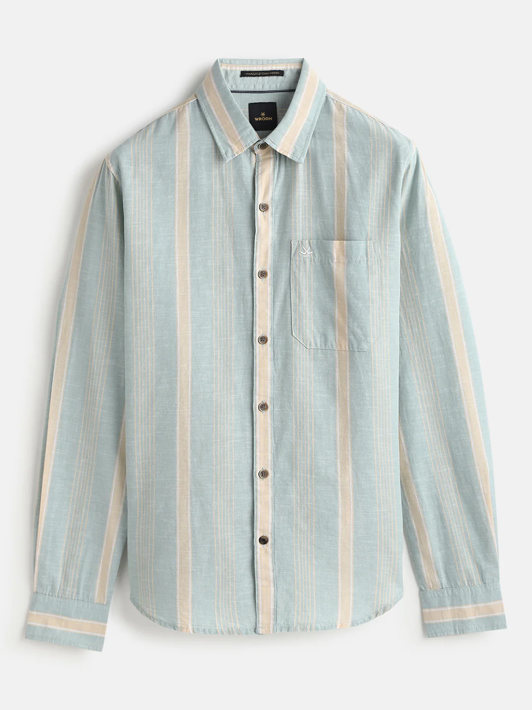 Cotton Slub Summer Stripes Shirt | Green - Image 2