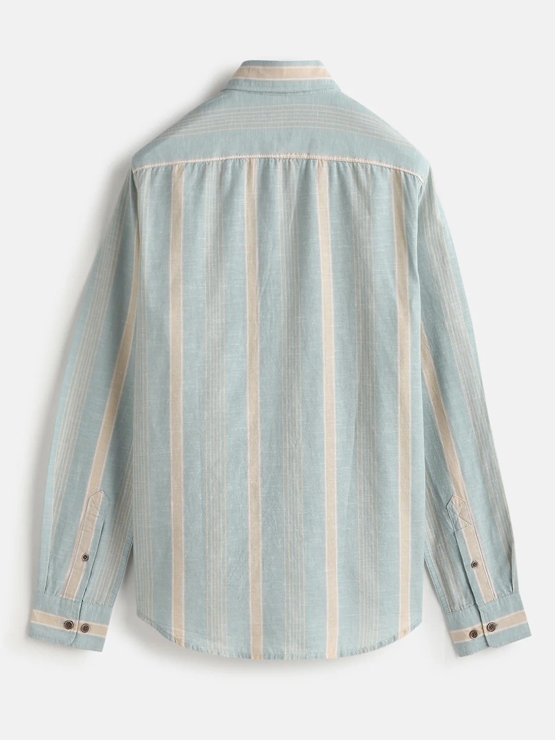 Cotton Slub Summer Stripes Shirt | Green - Image 4