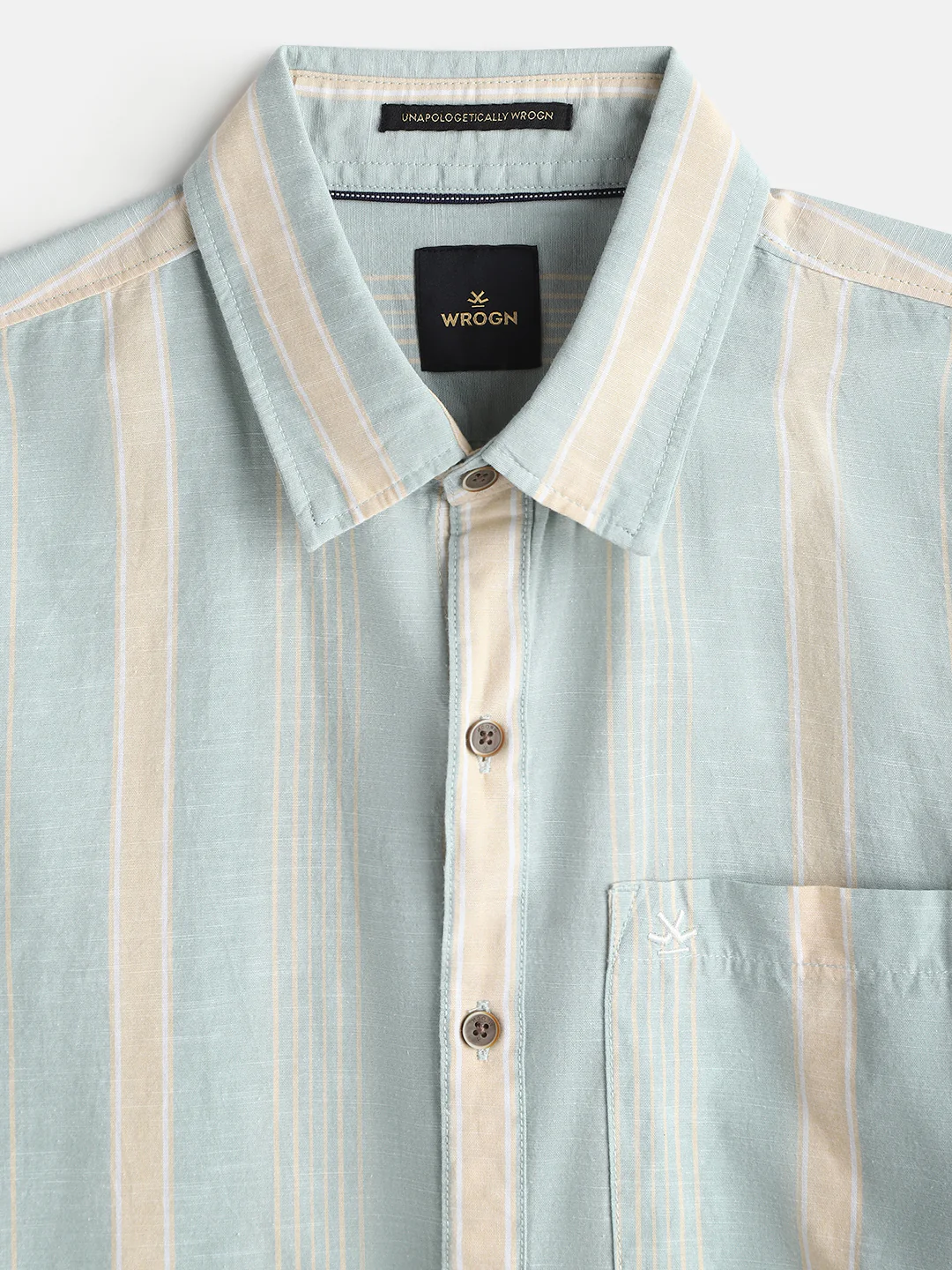 Cotton Slub Summer Stripes Shirt | Green - Image 5