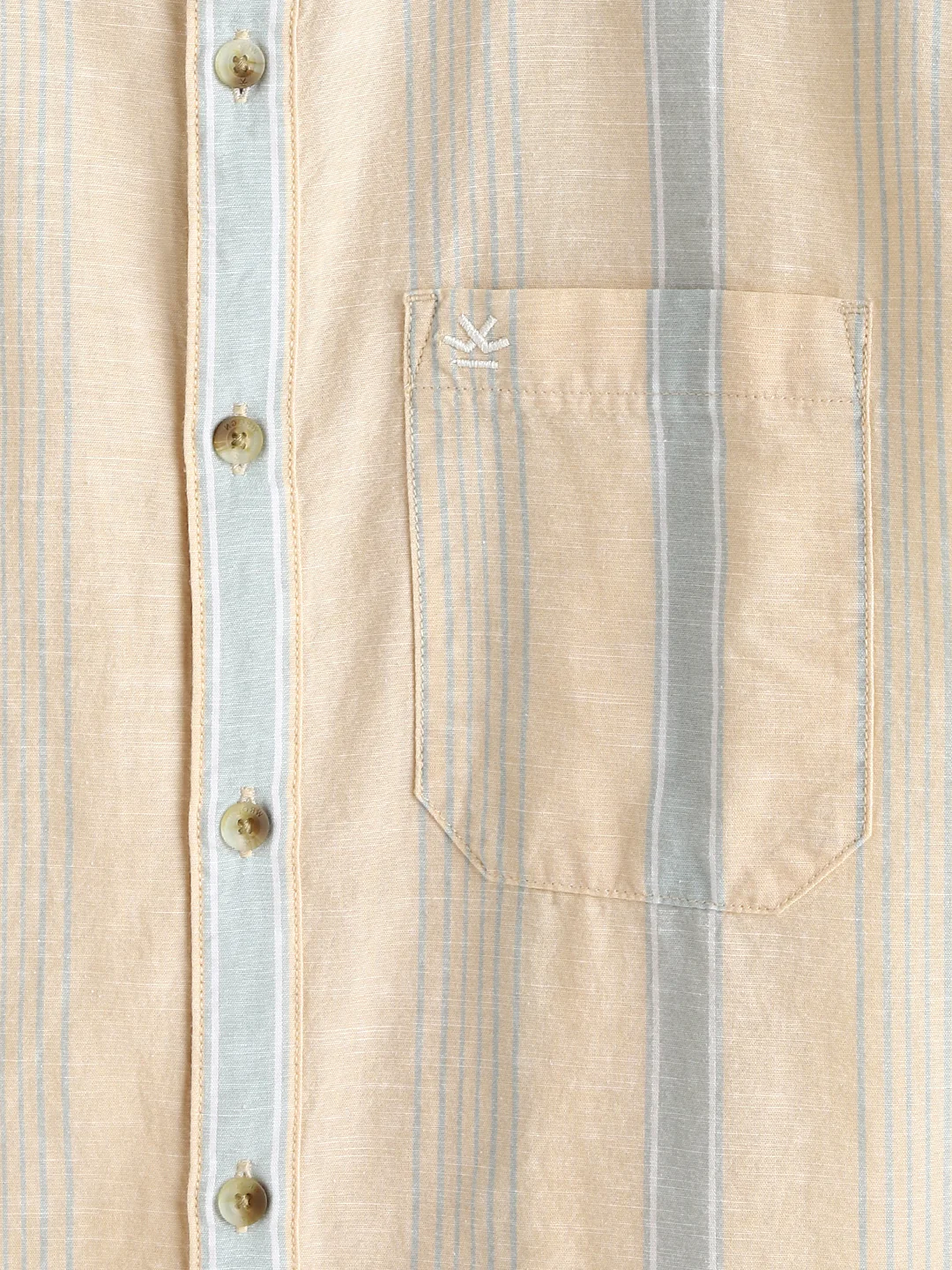 Cotton Slub Summer Stripes Shirt | Yellow - Image 3
