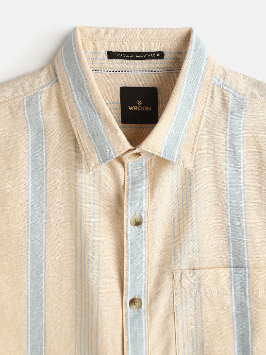 Cotton Slub Summer Stripes Shirt | Yellow - Image 5