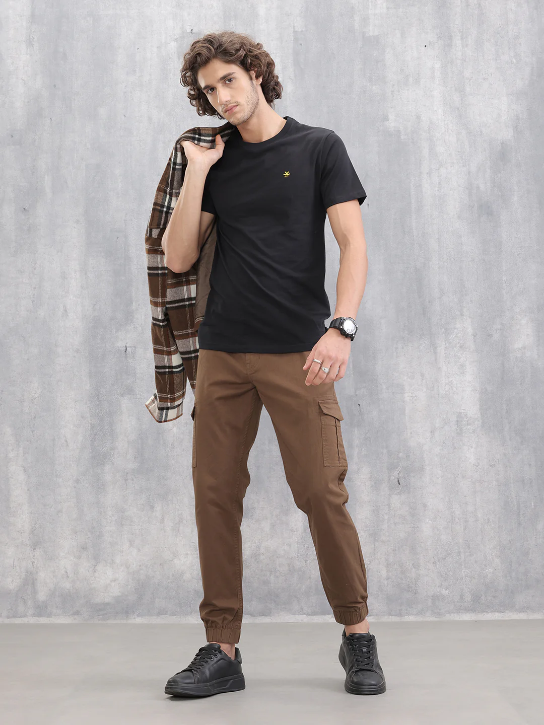 Cotton Stretch Cargo Jogger I Brown - Image 2