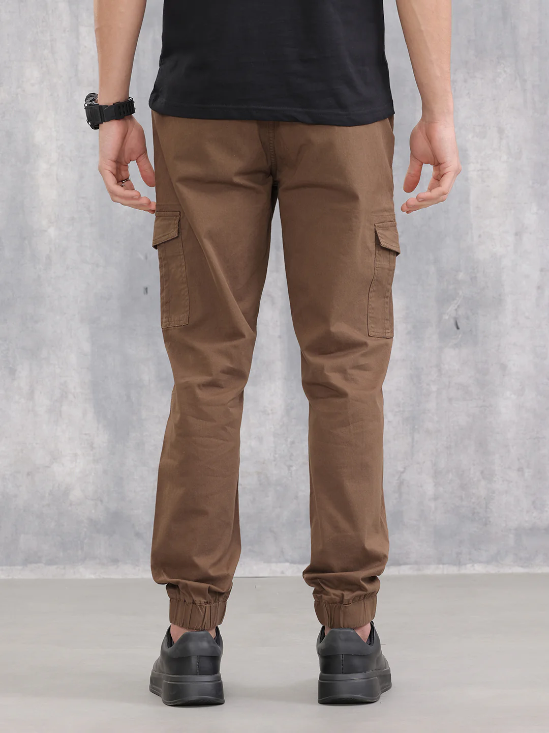 Cotton Stretch Cargo Jogger I Brown - Image 3
