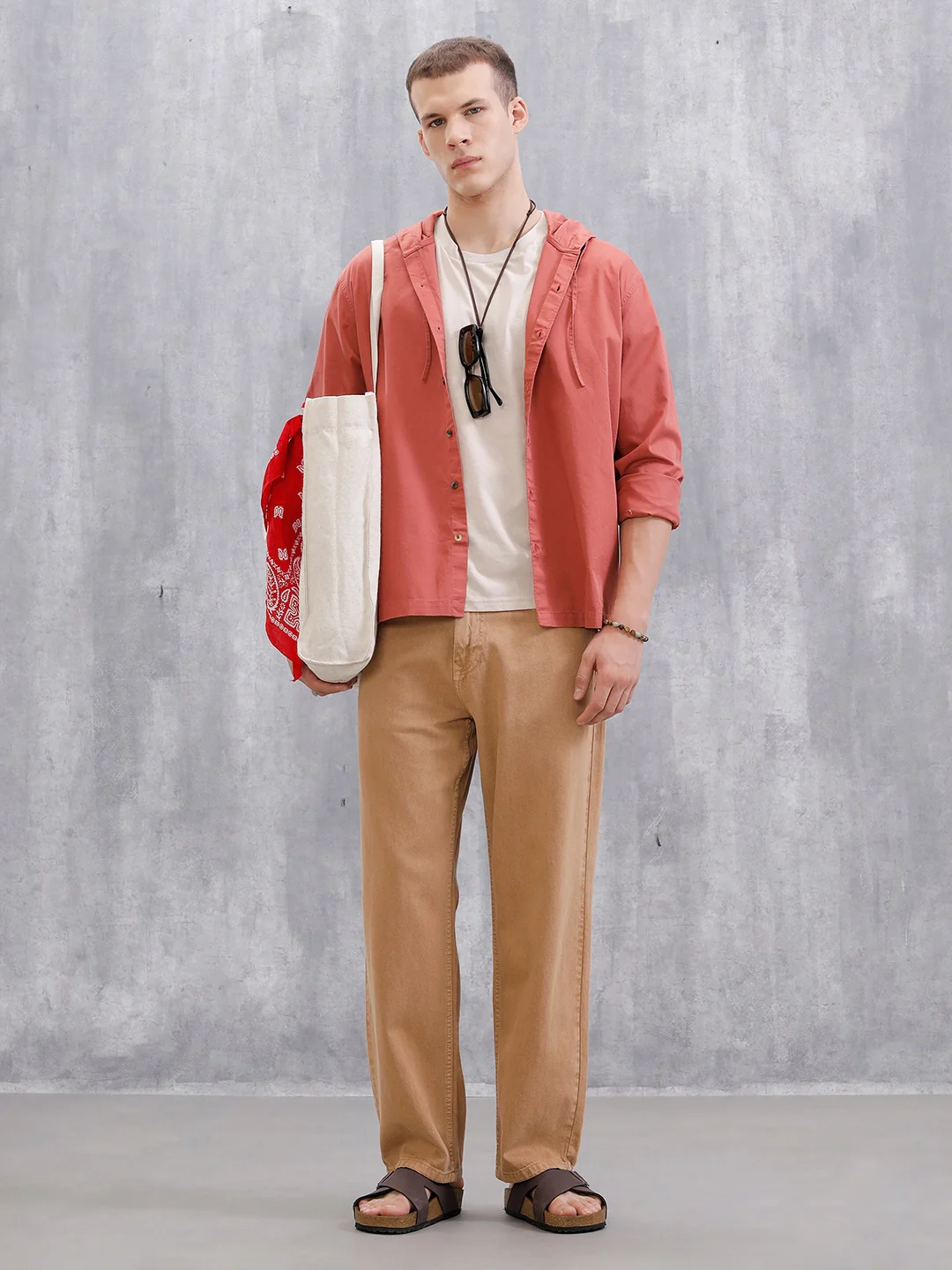 Cotton Twill Hoded Shirt | Pink - Image 2