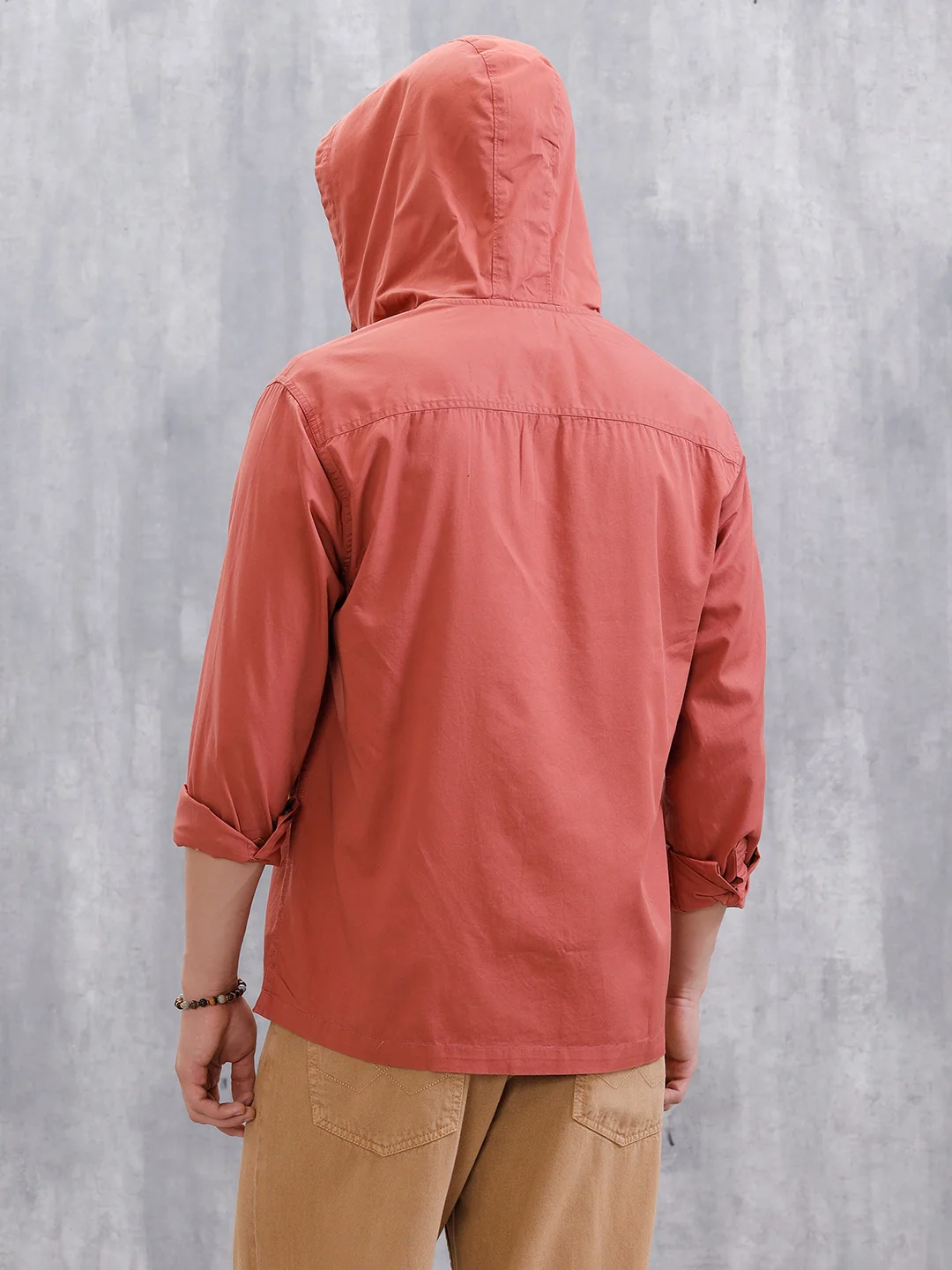 Cotton Twill Hoded Shirt | Pink - Image 3