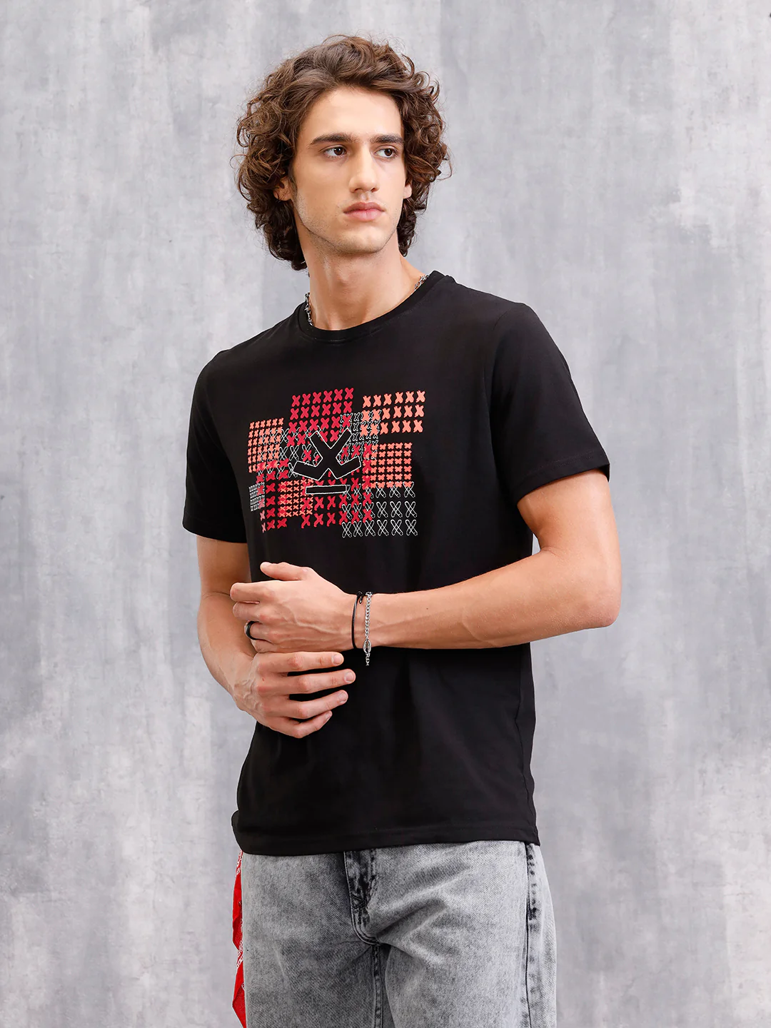 Cross Stitch Inspired Brand Carrier With Embroidery And Print | Black - Image 5