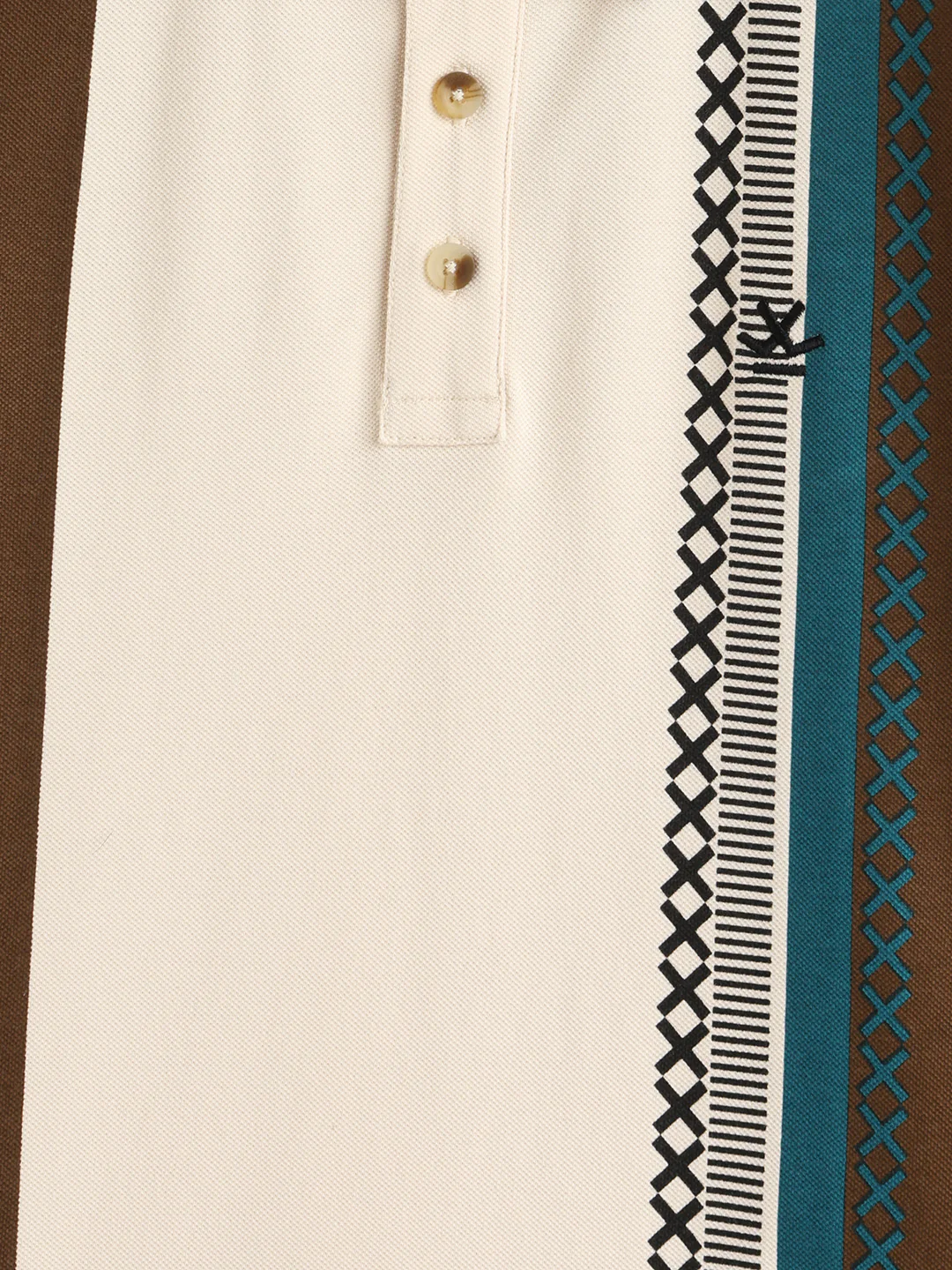 Cross-Stitch Inspired Printed Striped Slim Fit Shirt | Beige - Image 9