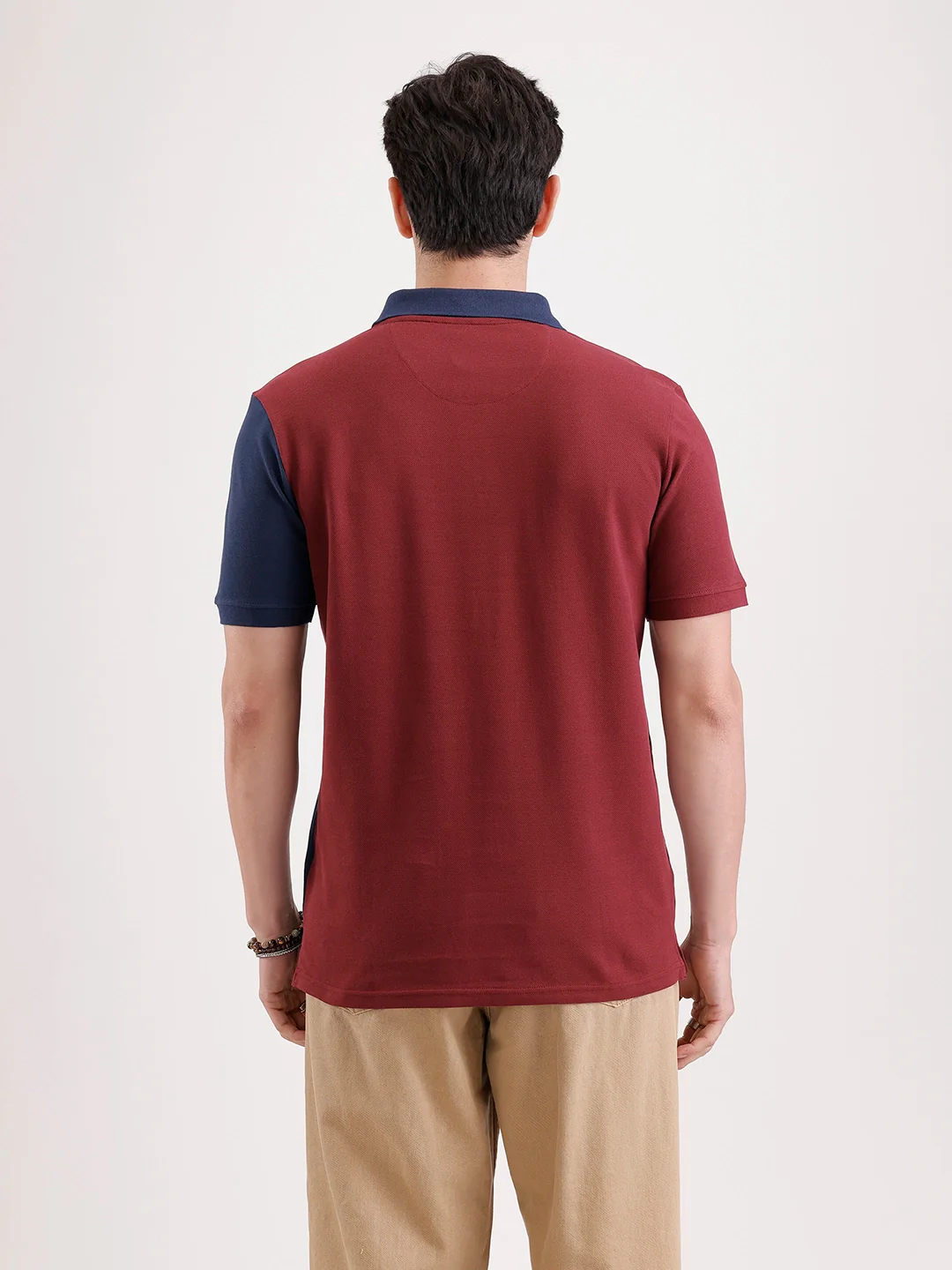 Cut & Sew Polo T-Shirt   |  Maroon - Image 3