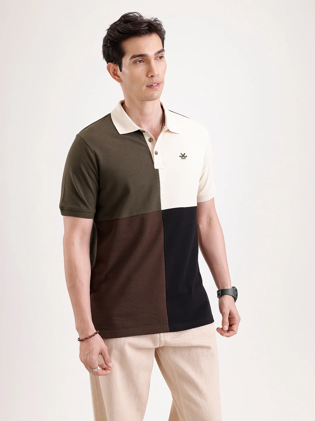 Cut & Sew Polo T-Shirt   |  Olive - Image 4