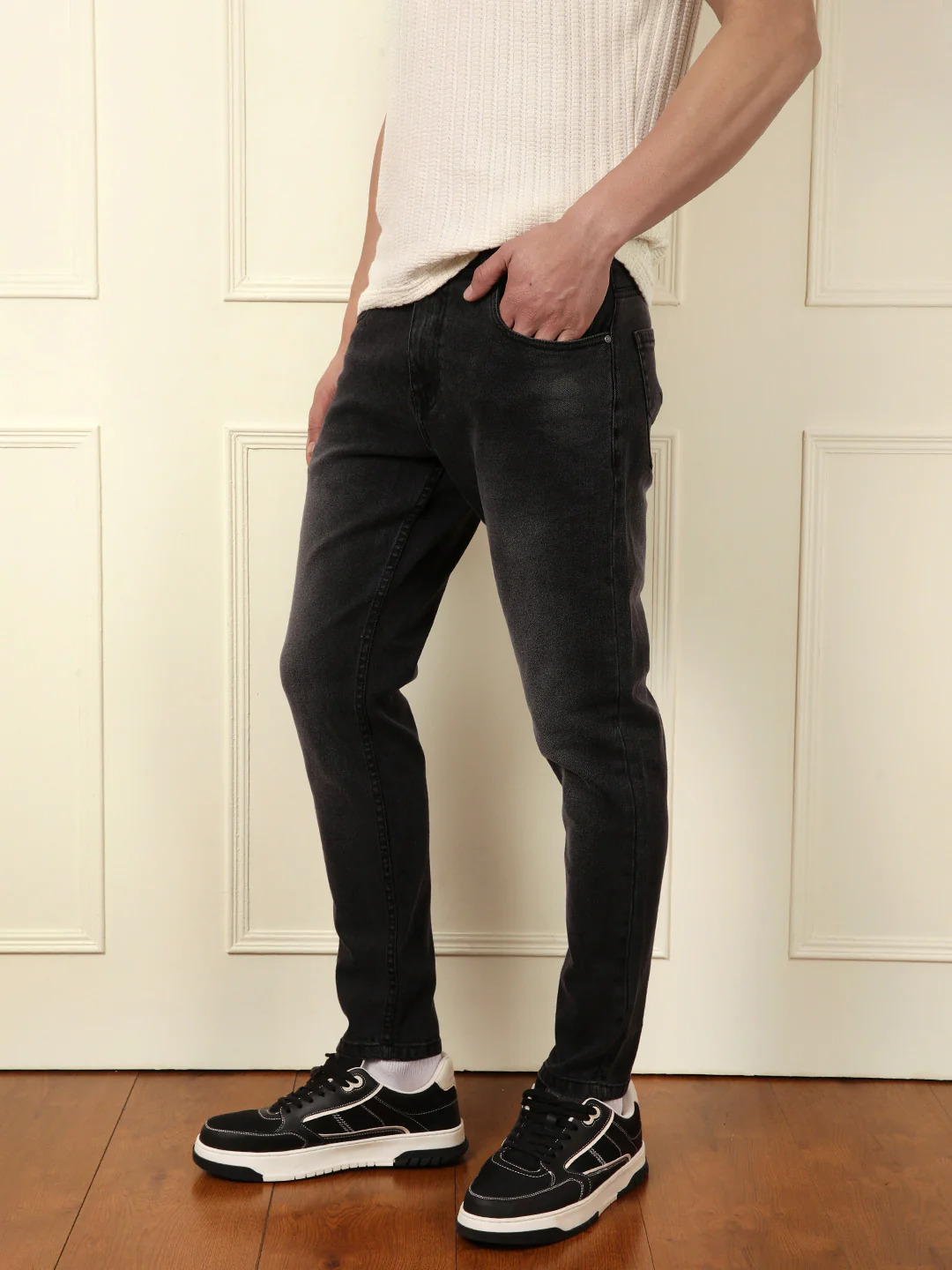 Casual Fade Skinny Fit Jeans | Dark Grey - Image 4
