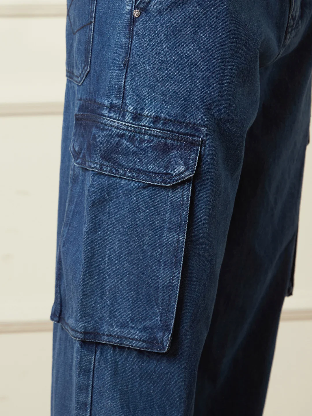 Loose Fit Darkstone Denim Cargo | Blue - Image 6