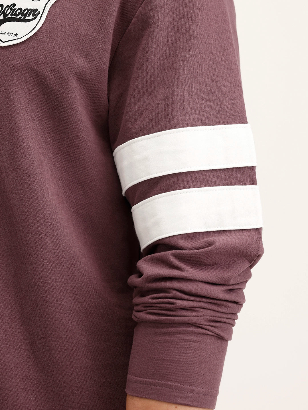 Oversized Patch Detailed Long Sleeve Polo T-Shirt | Purple - Image 6