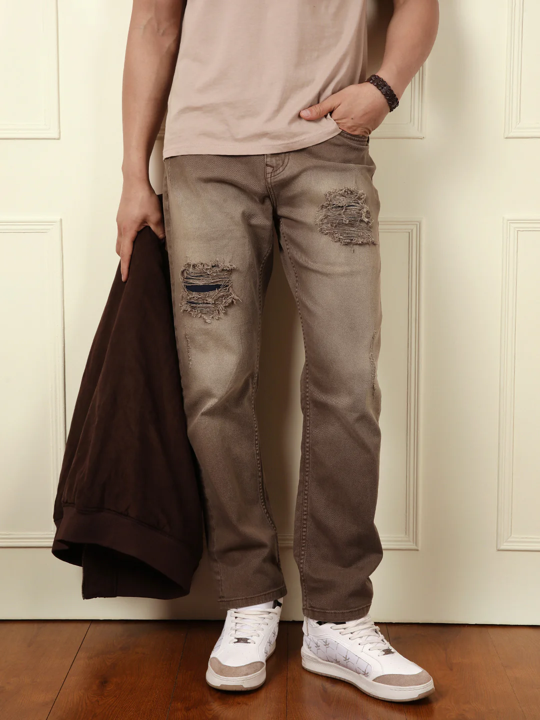 Distressed Apex Brown Jeans - Image 2