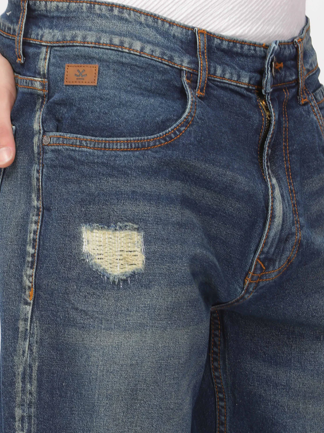 Distressed Blue Anti Fit Jeans - Image 5