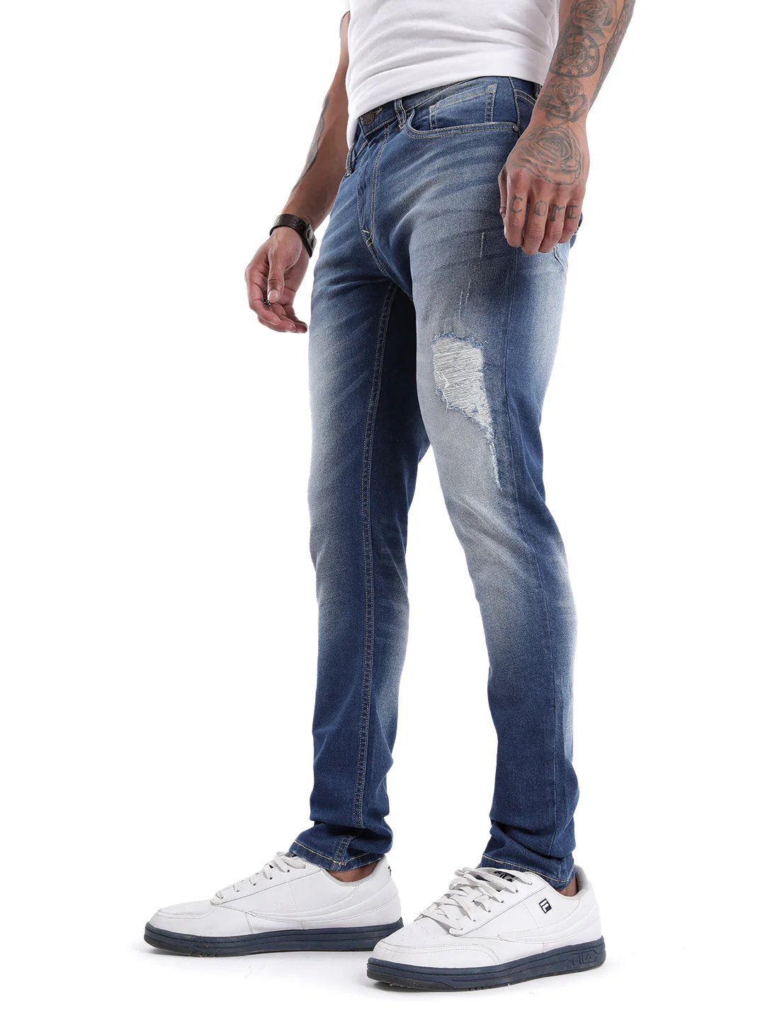 Distressed Blue Blaze Denim Jeans - Image 4