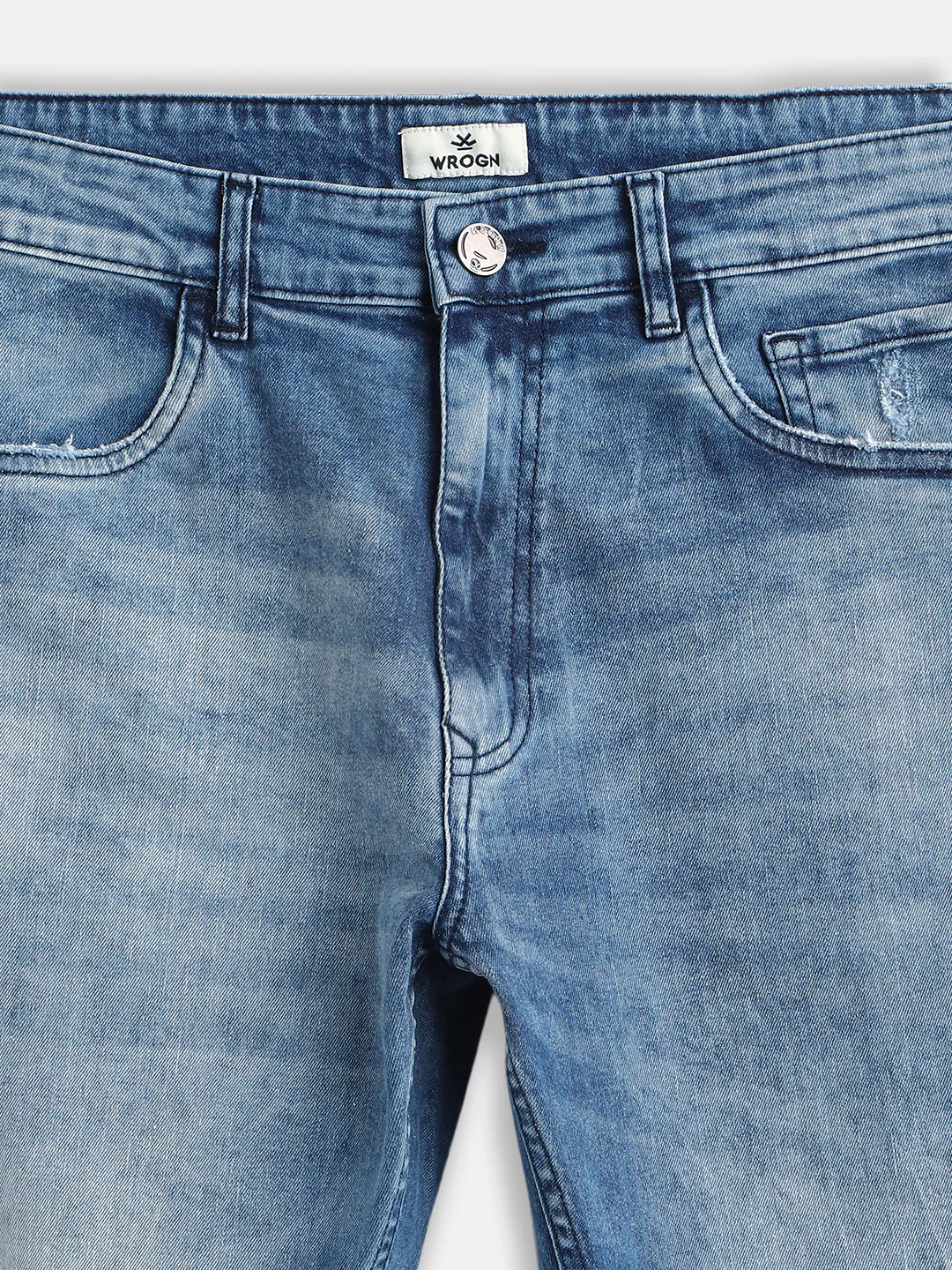 Distressed Wash Anti Fit Jeans | Blue - Image 3