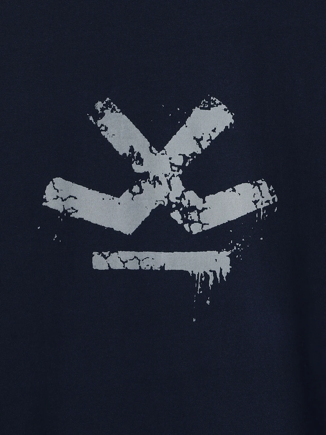 Distressed Logo Printed Slim Fit T-Shirt | Navy Blue - Image 4