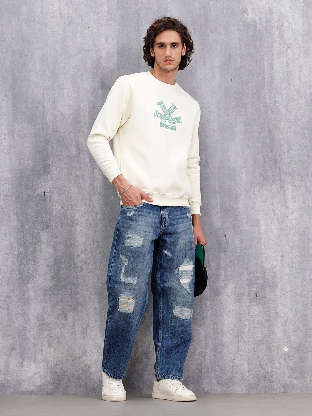 Distressed Loose Fit Jeans | Med Stone - Image 3
