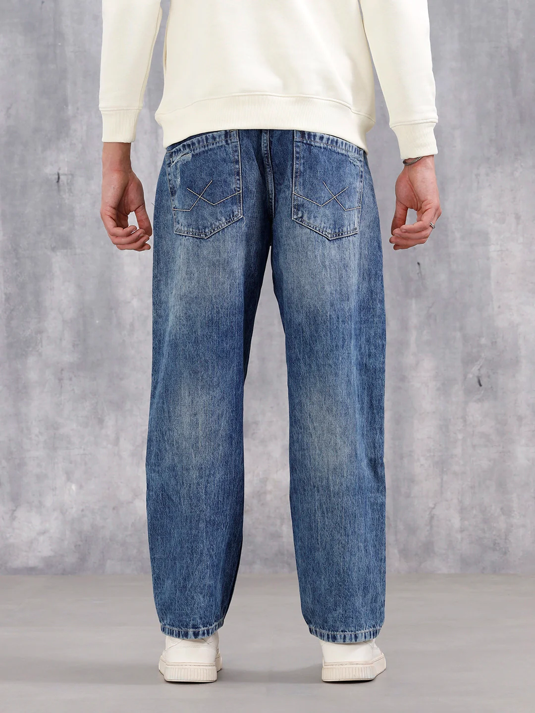 Distressed Loose Fit Jeans | Med Stone - Image 4