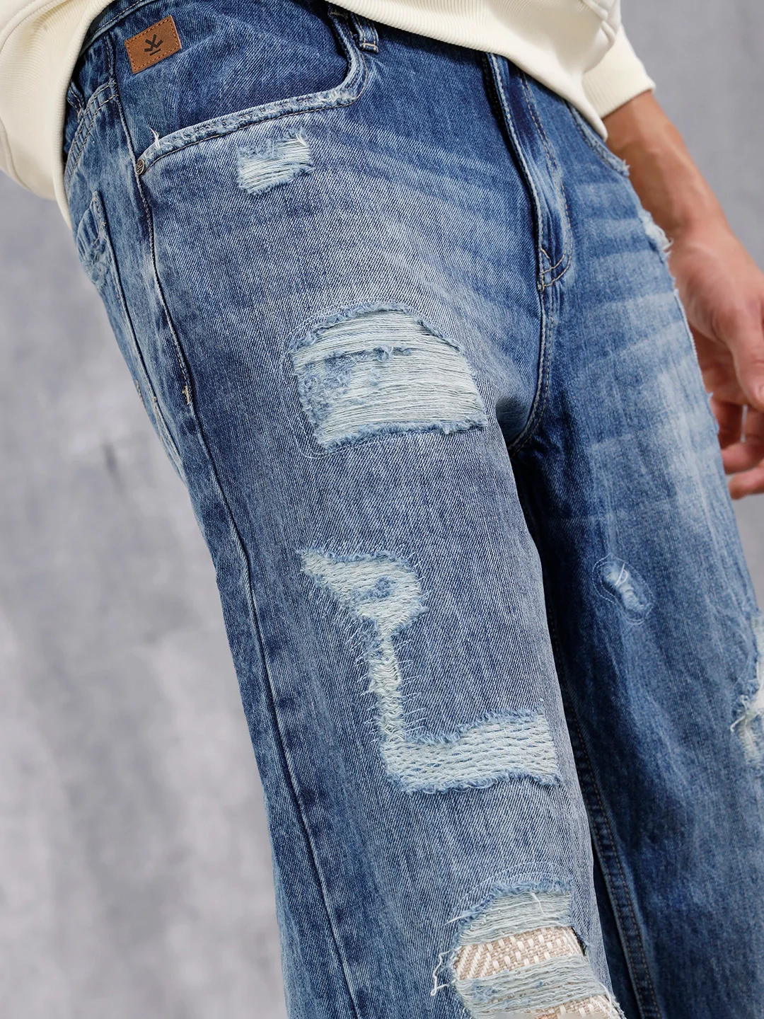 Distressed Loose Fit Jeans | Med Stone - Image 6