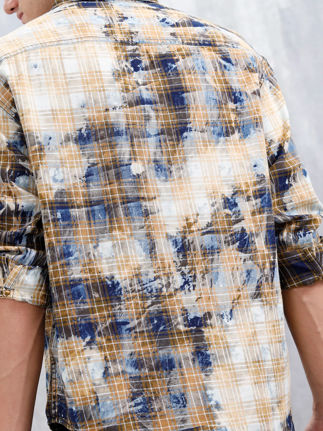 Distressed Plaid Check Shirt With Pockets | Yellow - Image 5