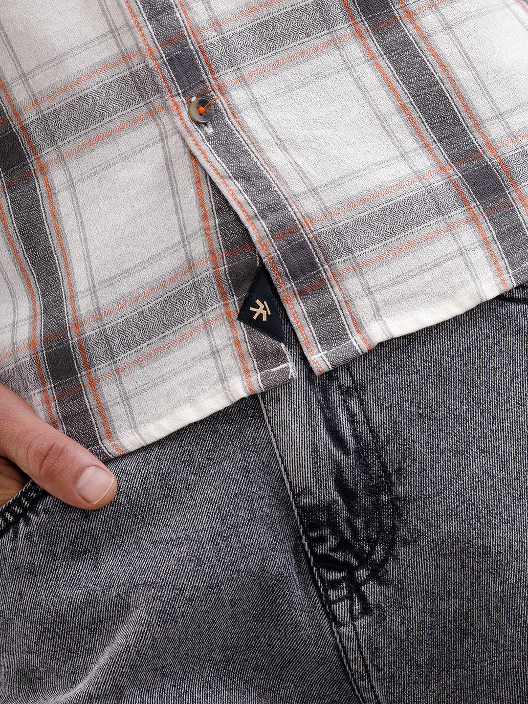 Dobby Textured Shirt In Slim Fit | White - Image 5
