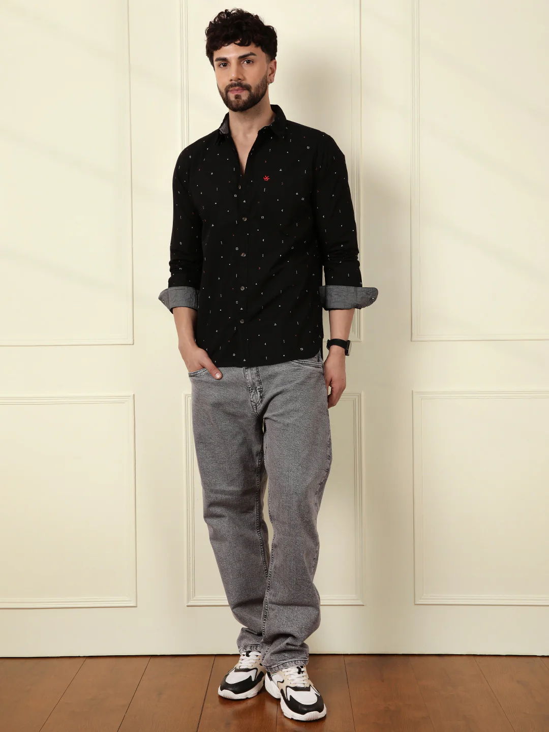 Dots & Dashes Black AOP Shirt - Image 4