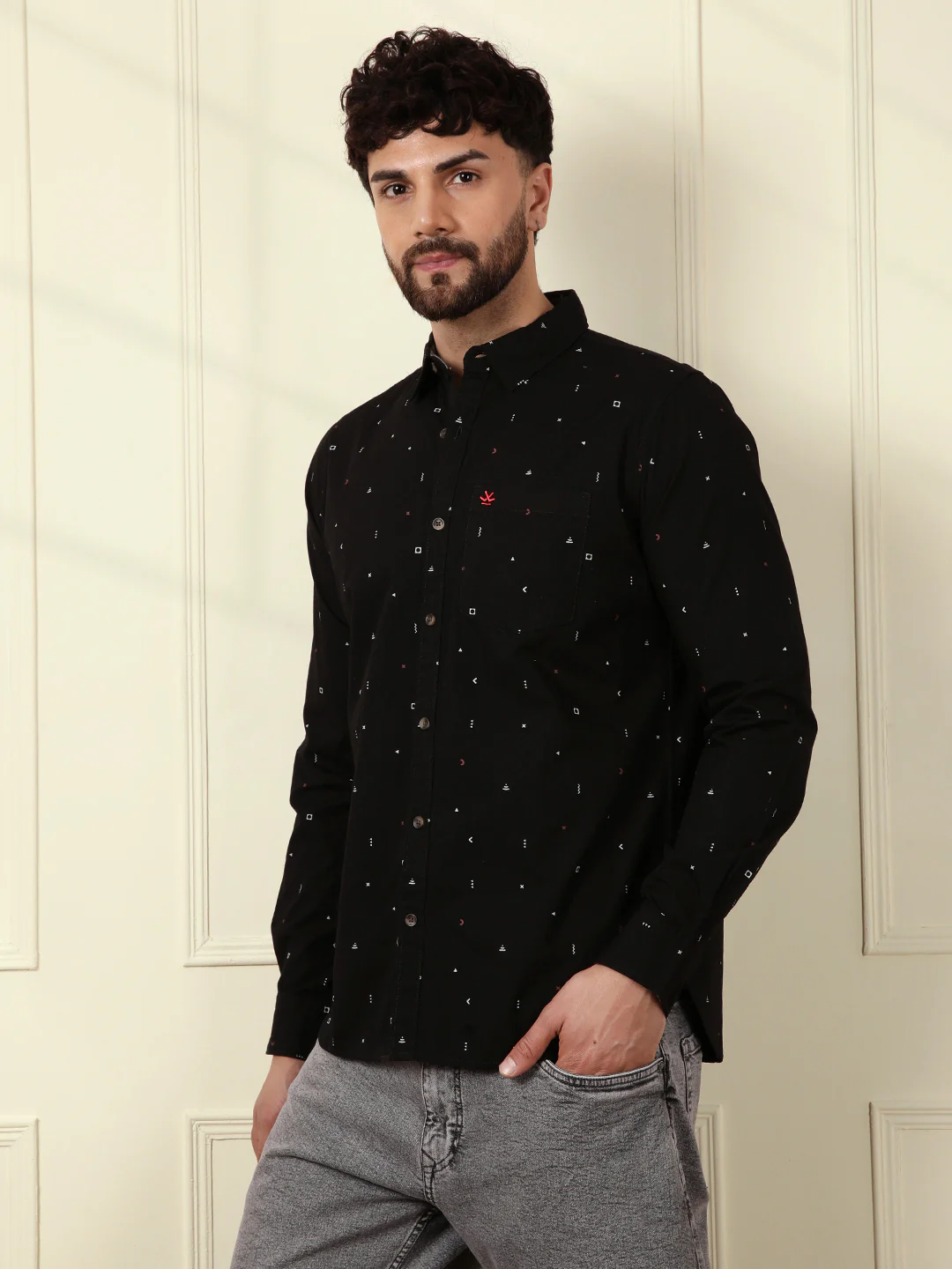 Dots & Dashes Black AOP Shirt - Image 6