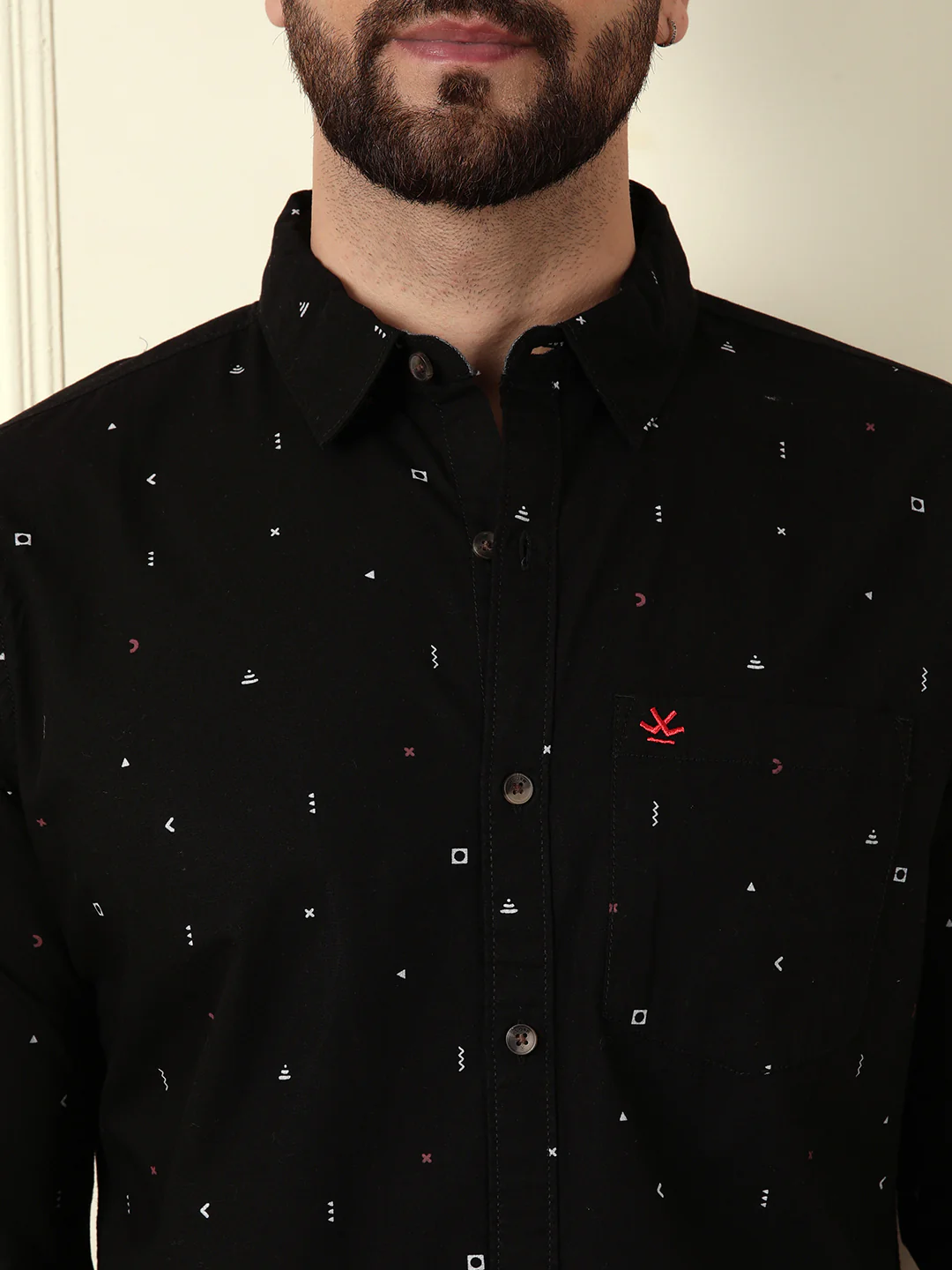 Dots & Dashes Black AOP Shirt - Image 7