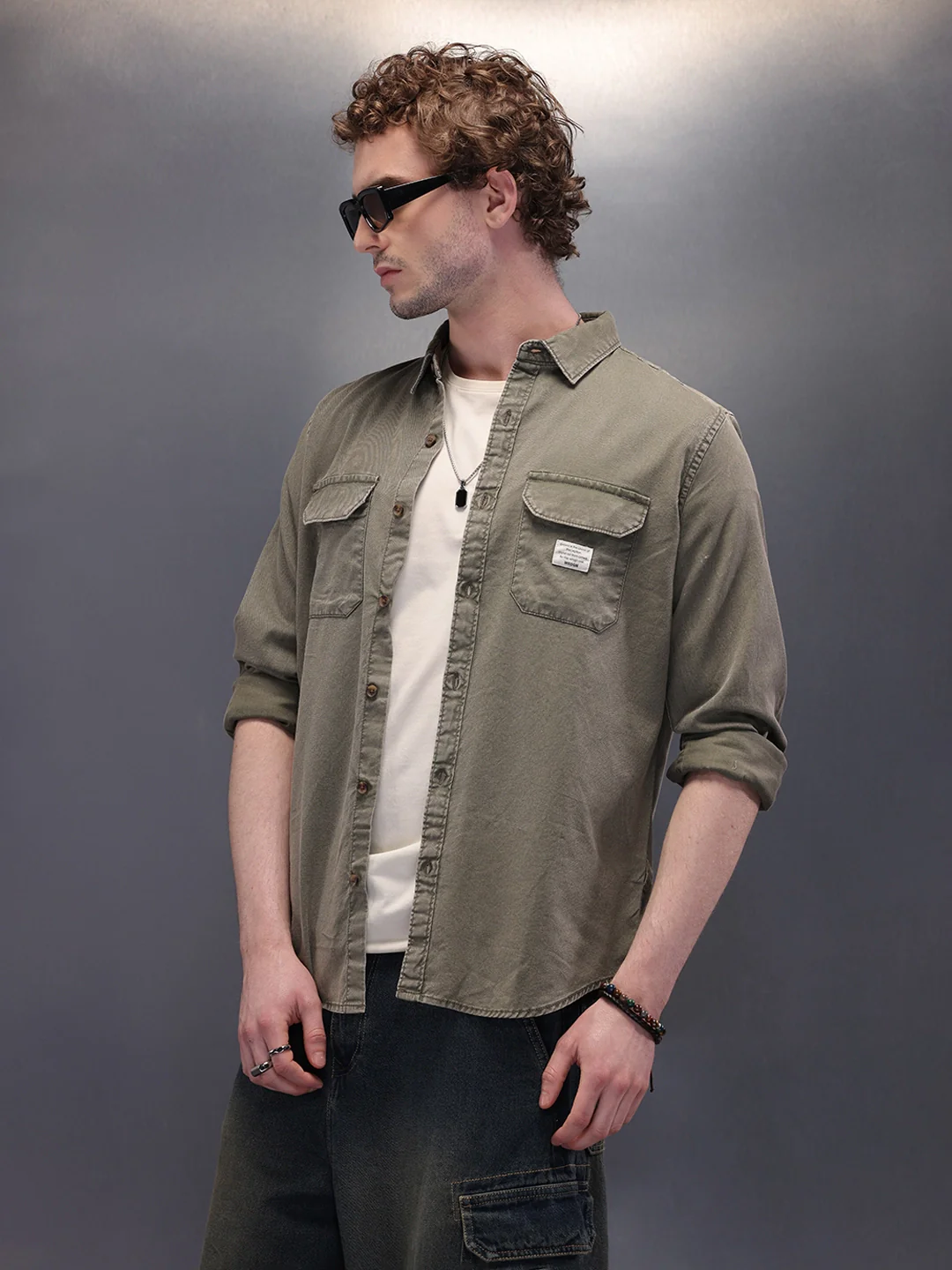 Double Pocket Full Sleeve Shirt | Green - Image 4