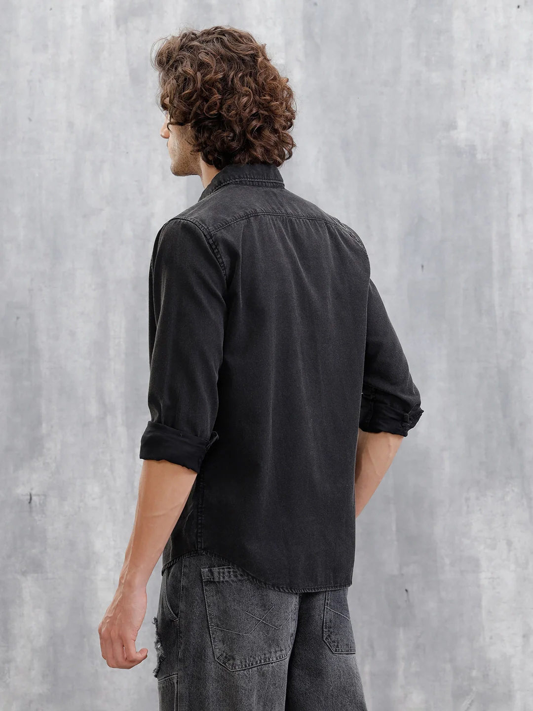 Double Pocket Overdyed Shirt | Black - Image 3
