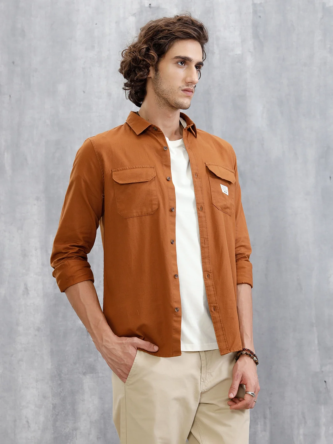 Double Pocket Overdyed Shirt | Brown - Image 4