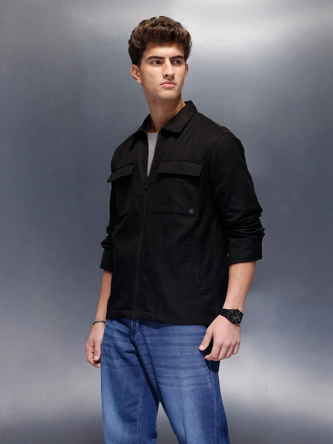 Double Pocket Oversized Jacket  | Black - Image 4