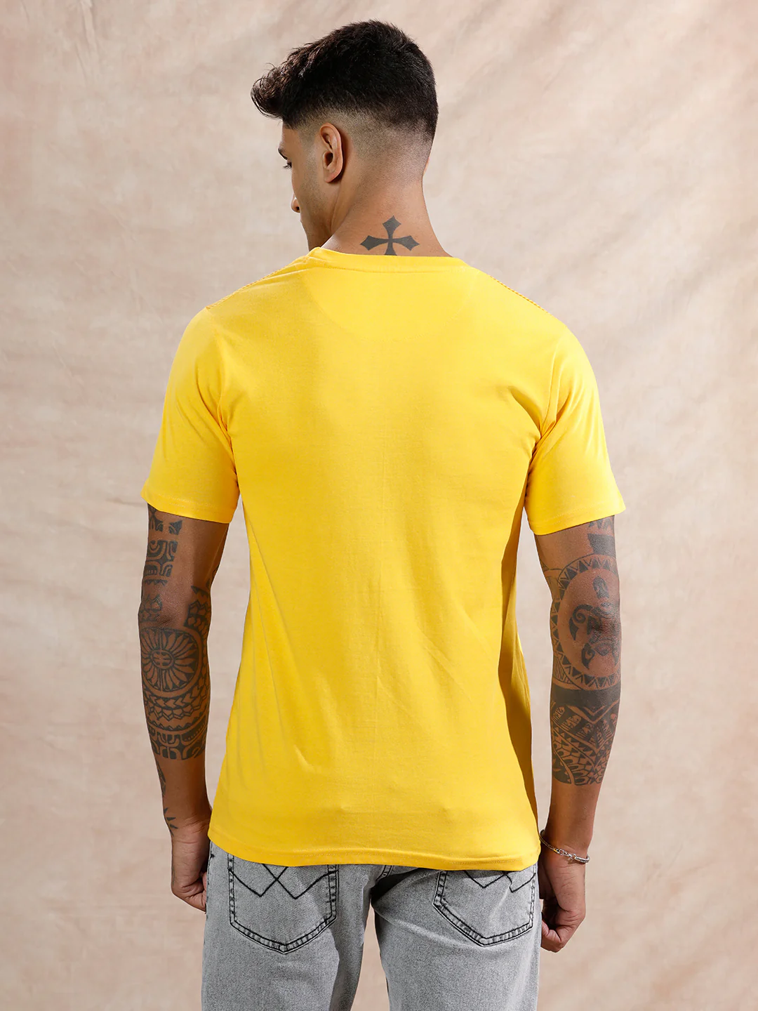 Dripping Stripe Printed T-Shirt | Yellow - Image 3
