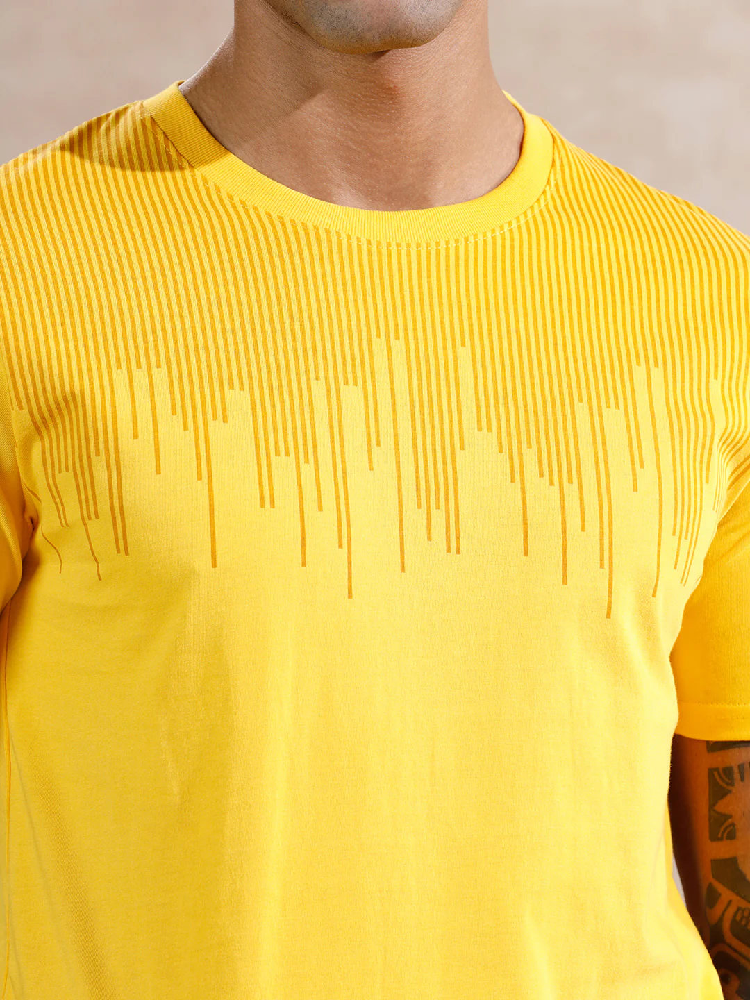 Dripping Stripe Printed T-Shirt | Yellow - Image 5