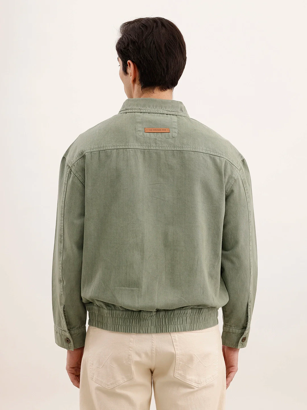 Oversized Zipper Denim Jacket | Olive - Image 3