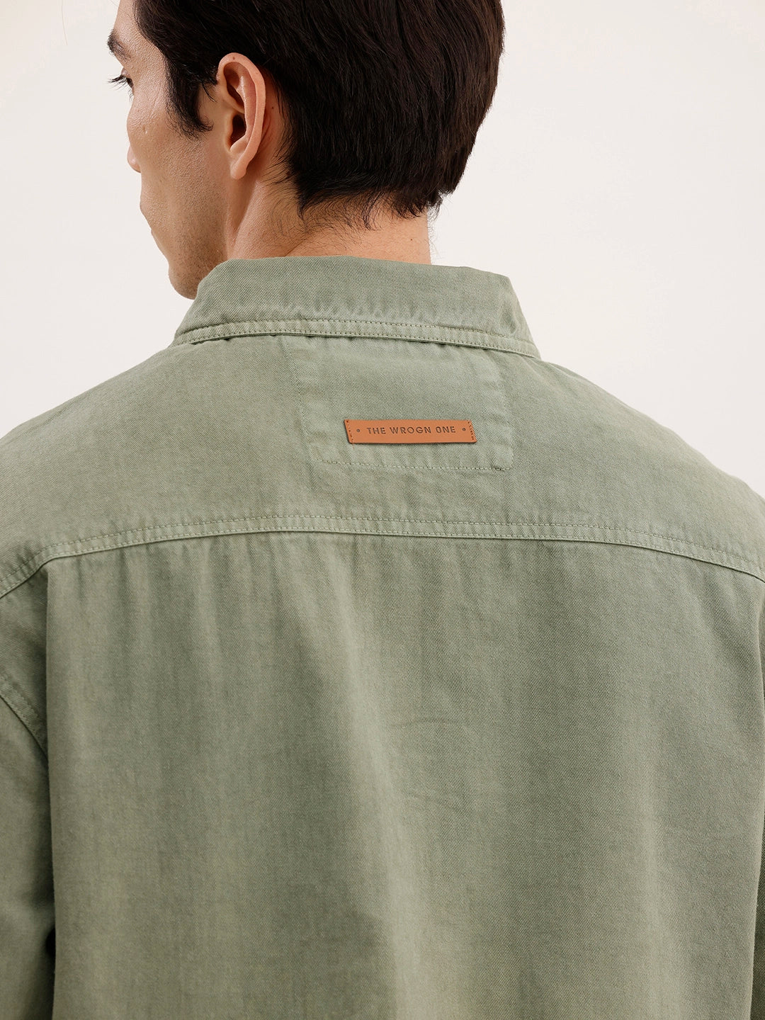 Oversized Zipper Denim Jacket | Olive - Image 5