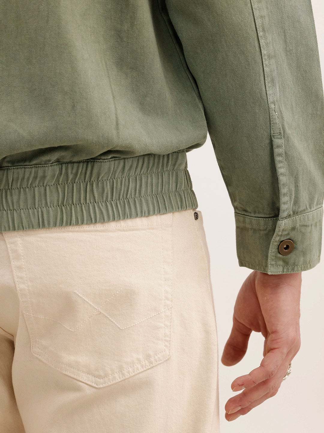 Oversized Zipper Denim Jacket | Olive - Image 6