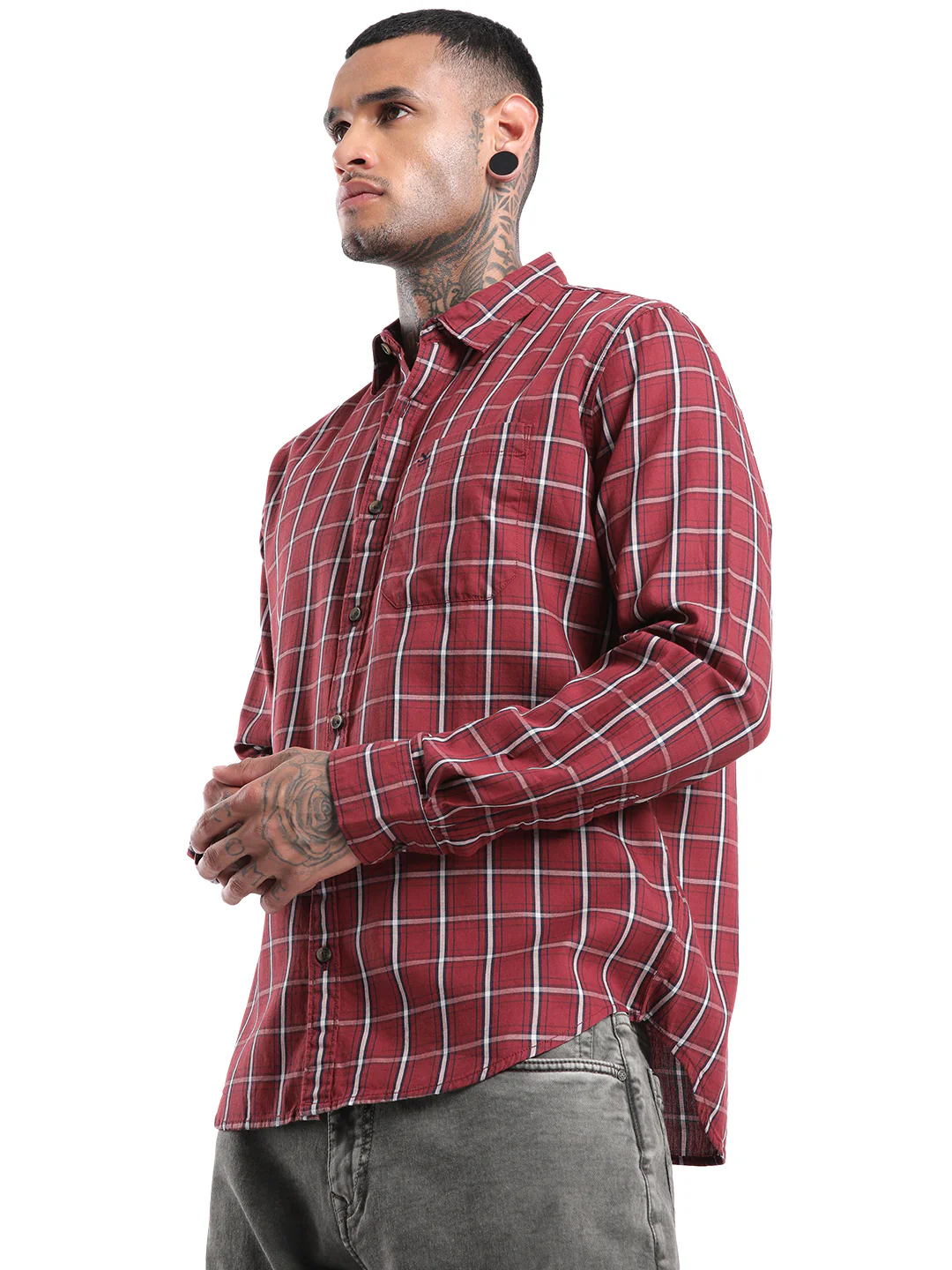 Elite Maroon & Navy Striped Shirt - Image 4