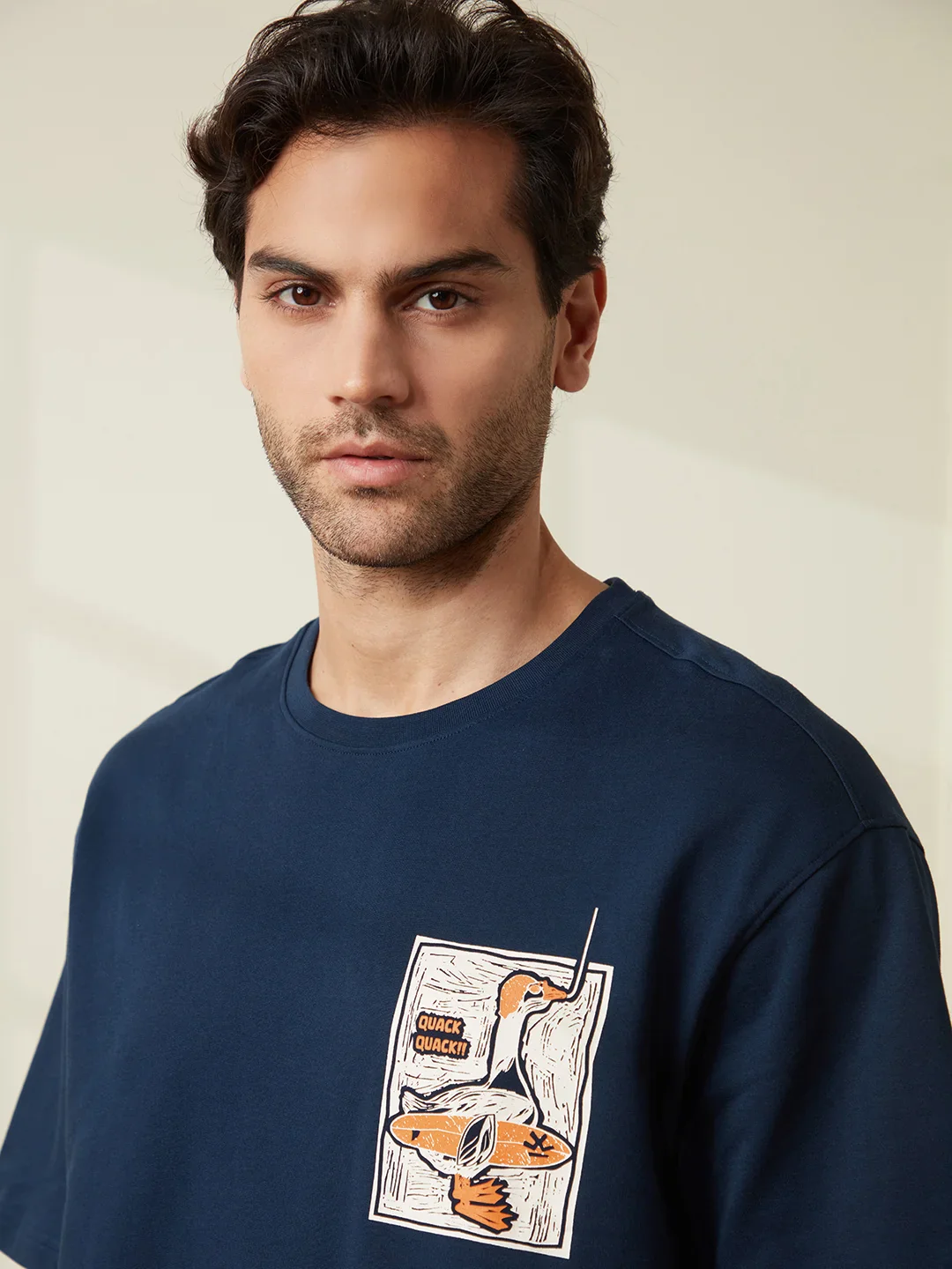 Printed Heavy GSM Oversized T-Shirt | Navy Blue - Image 7