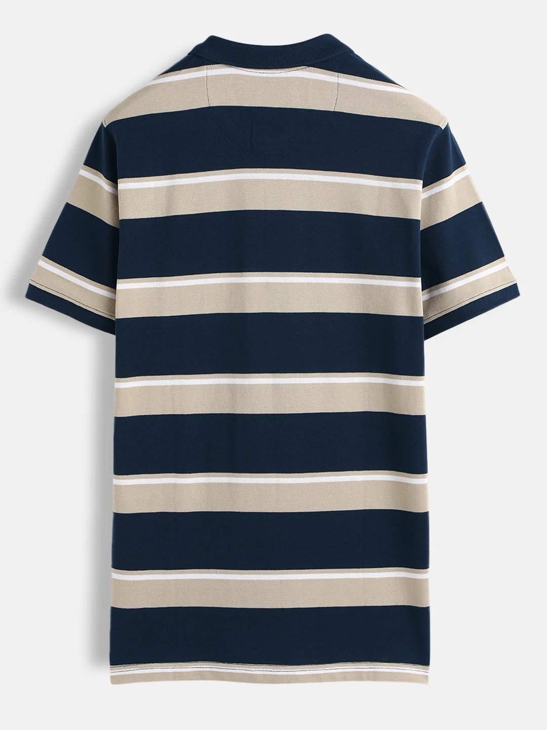 Yarn Dyed Striped Polo T-Shirt | Navy Blue - Image 2