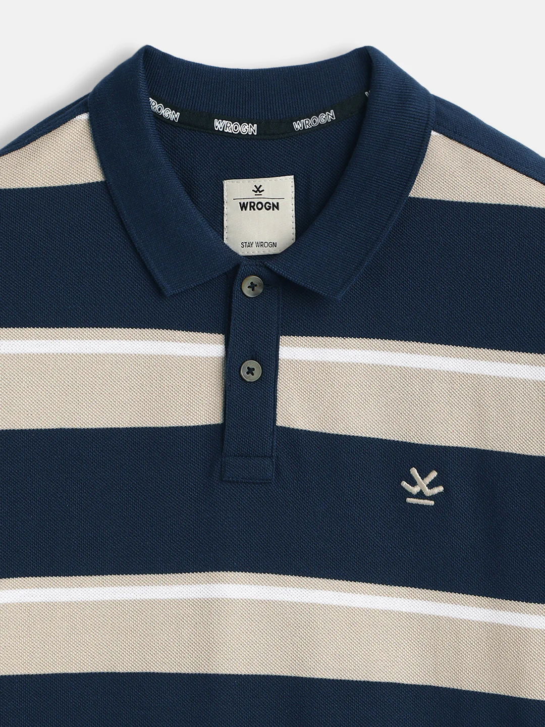 Yarn Dyed Striped Polo T-Shirt | Navy Blue - Image 3