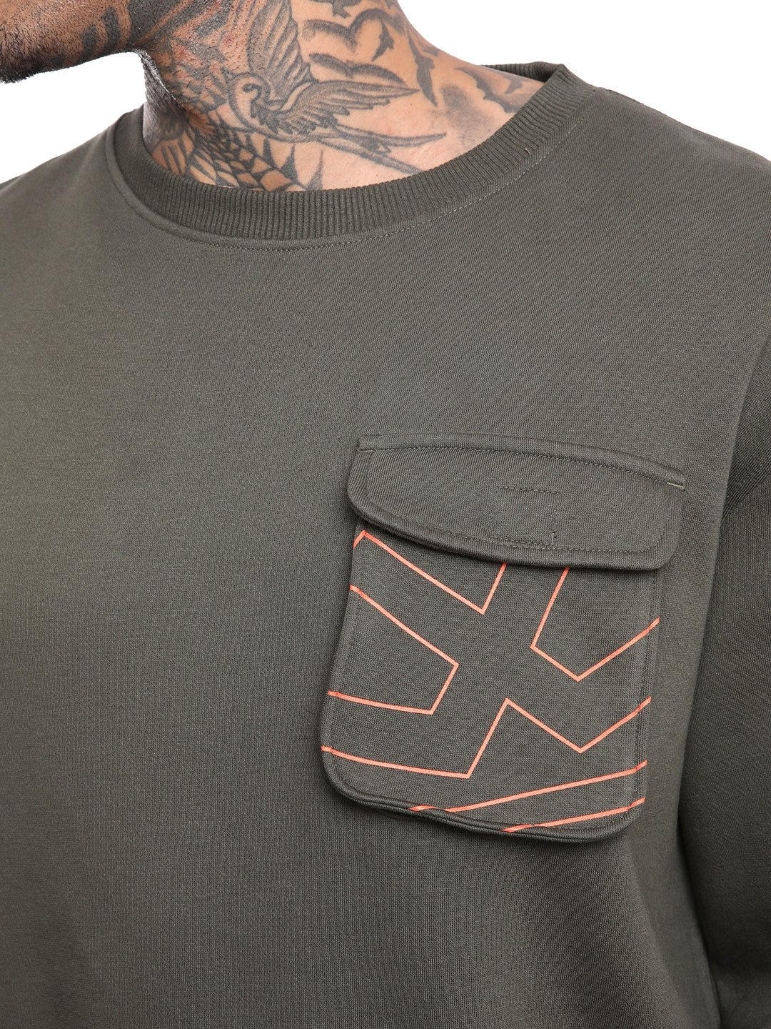 Elite Olive Round Neck Oversized Sweatshirt - Image 5