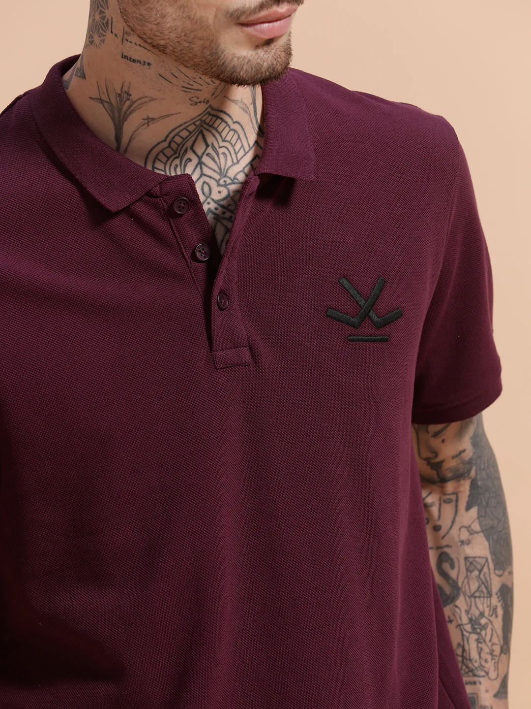 Embroidered Logo Slim Fit Polo T-Shirt | Wine - Image 5