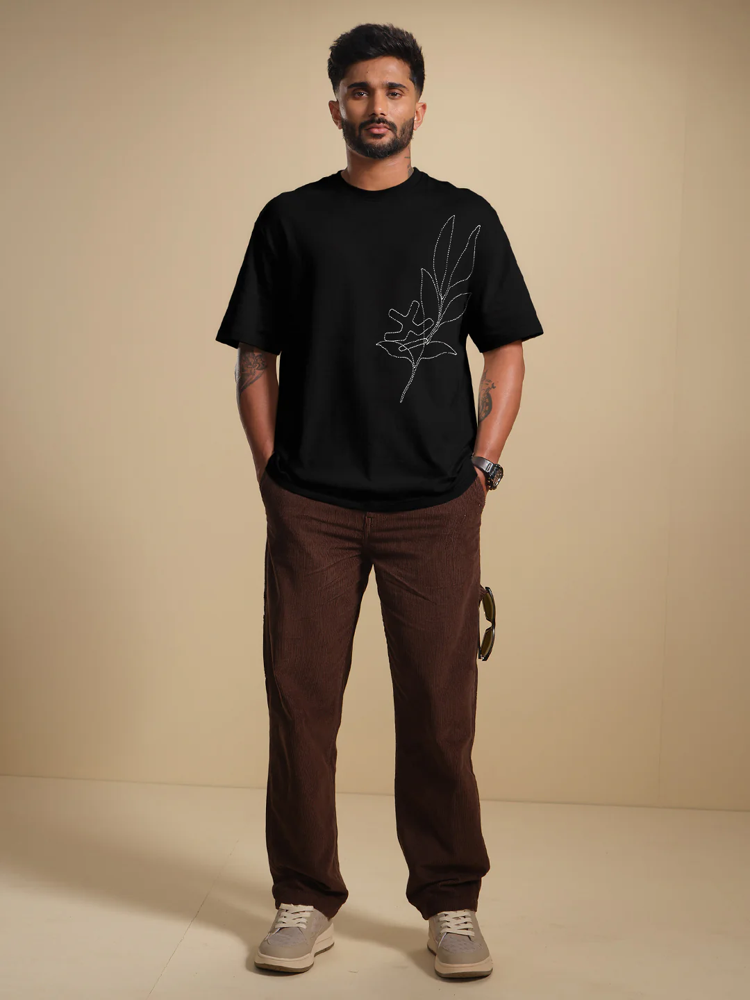 Embroidered Oversized T-Shirt | Black - Image 2