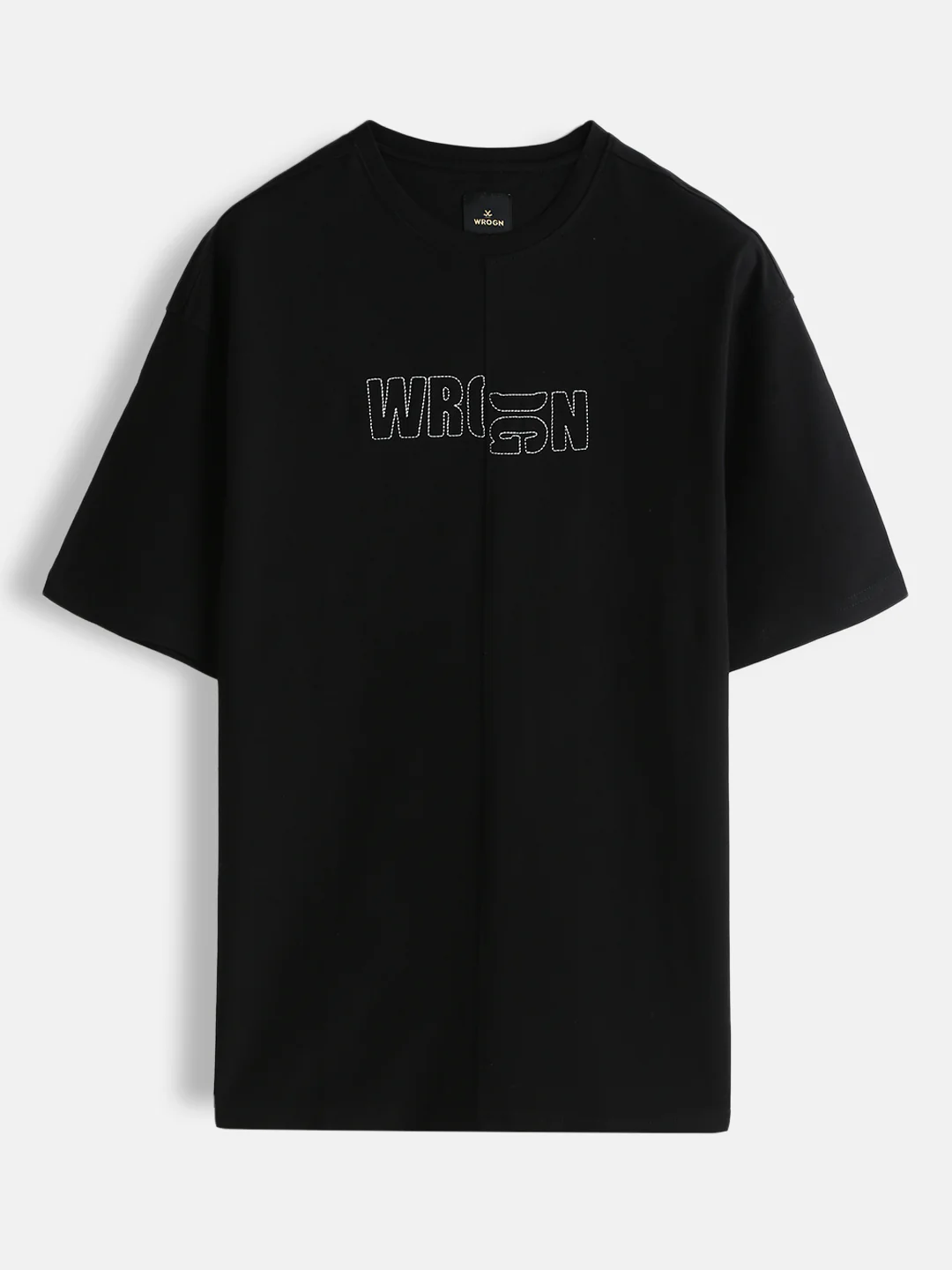 Embroidered Solid Oversized T-Shirt | Black - Image 3