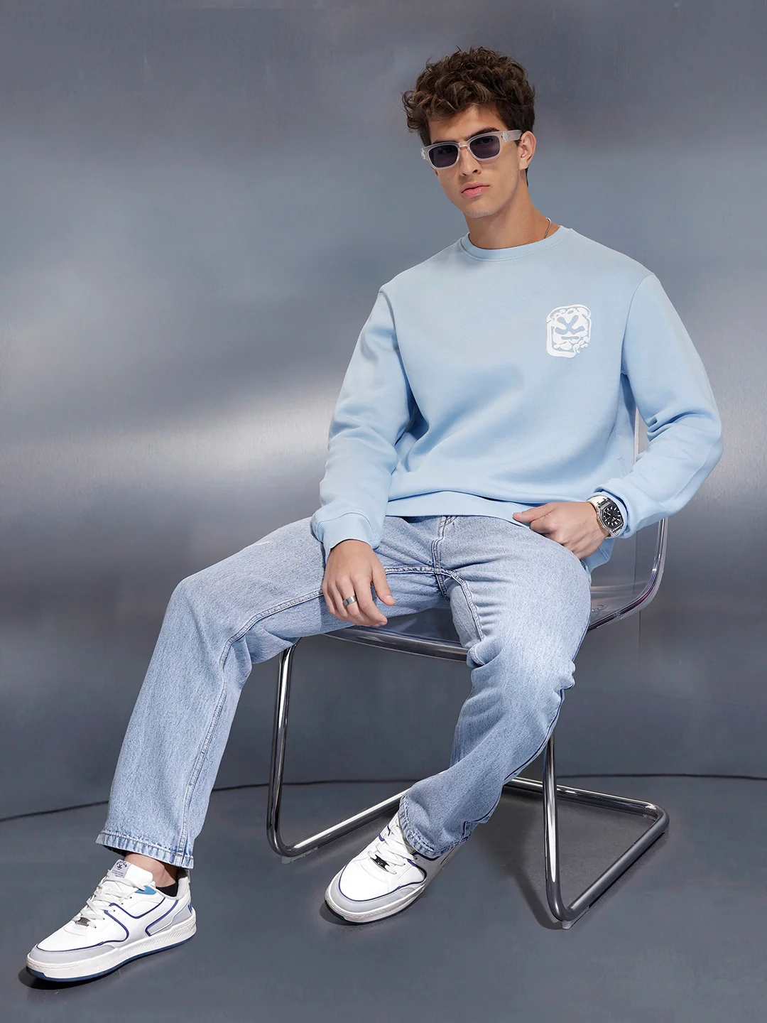 Essential Pastel Crewneck Sweatshirt | Light Blue - Image 8