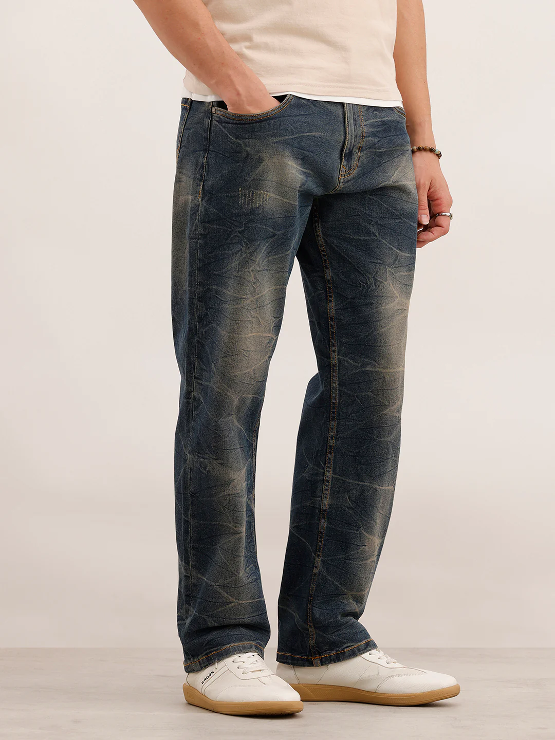 Faded Anti Fit Denim Jeans  | Blue - Image 4